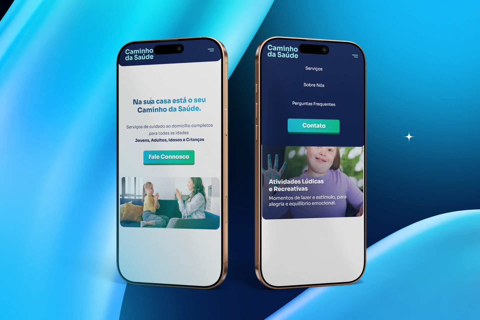 Mobile mockup of the Caminho da Saúde website