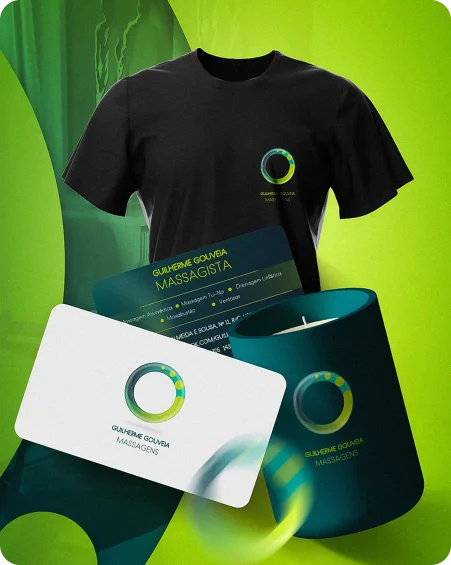 Guilherme Gouveia Massagens branding with graphic pieces